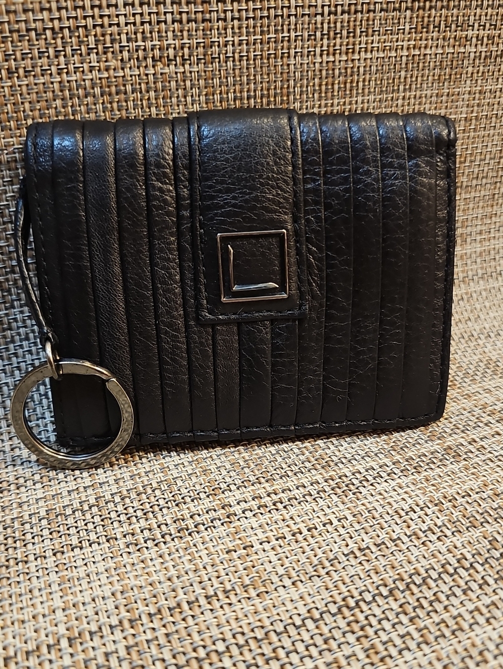 Lodis Black Leather Card Wallet with Detachable Keyring & Zipper Coin Pocket